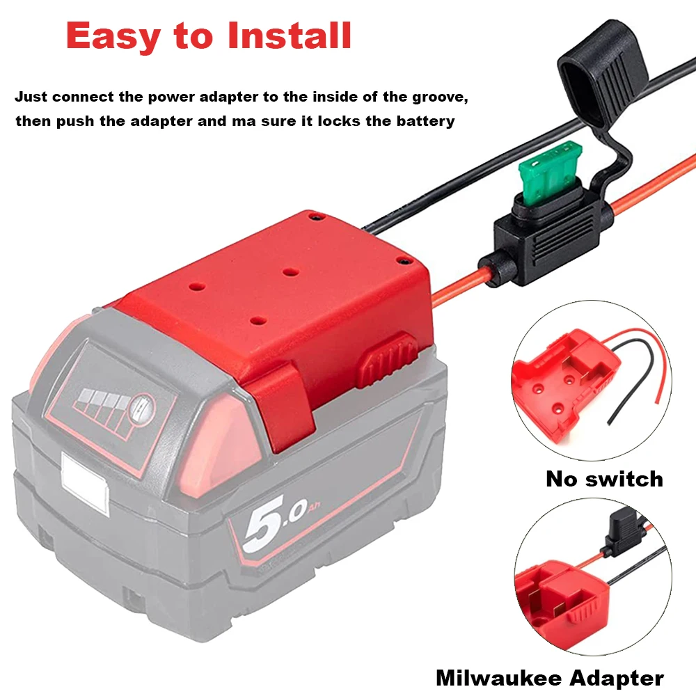 Newest Suitable for External Discharge Cable Adapter Connector for Milwaukee 14.4V 18V 20V Li-Ion Battery DIY Pack