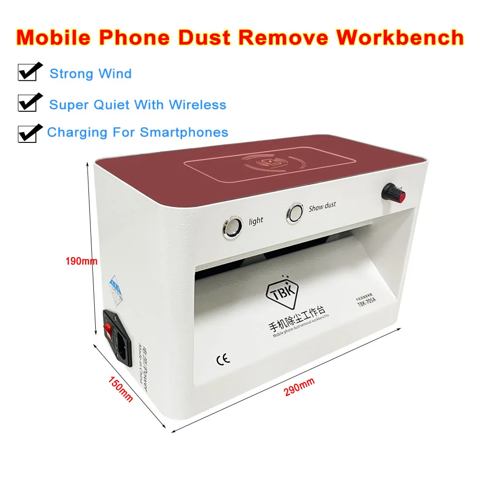 

LY-TBK 705A Removal Mobile Phone Dust Remove Workbench LED Scratch Crack Detection Clean Bnech With Wireless Charge Function