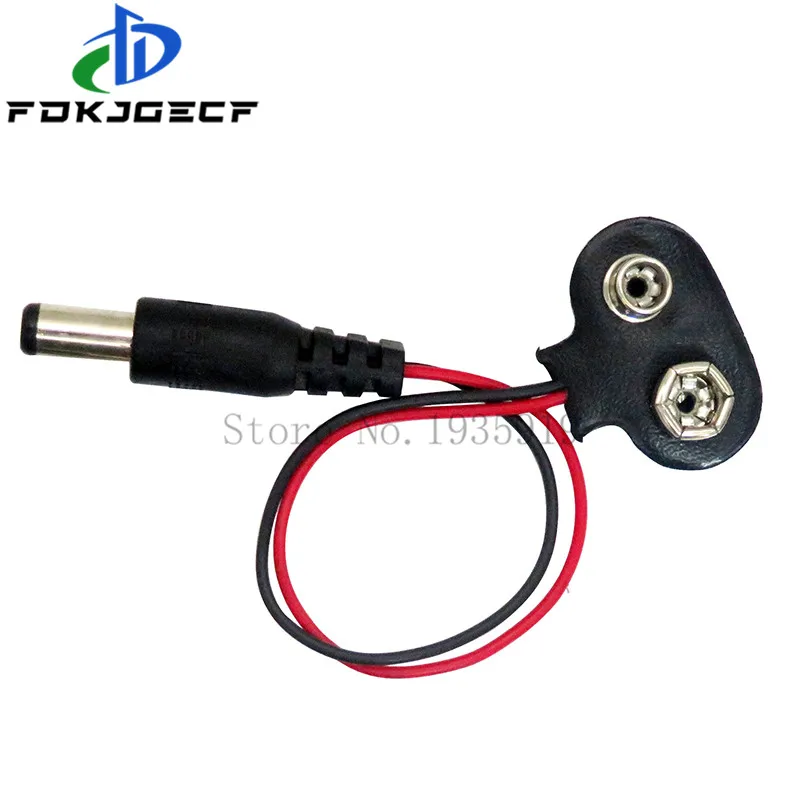 10pcs/lot DC 9V Battery Button Power Cable Battery Buckle Snaps Power Cable Connector DC 5.5*2.1 For Arduino Diy
