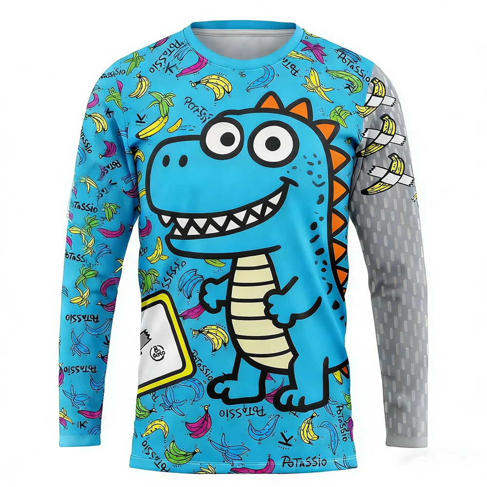 Herren-Radsportbekleidung, Dinosaurier-Print, Mountainbike-T-Shirt, MTB-Radsportbekleidung, BMX-Motorradbekleidung, lange Übergrößen