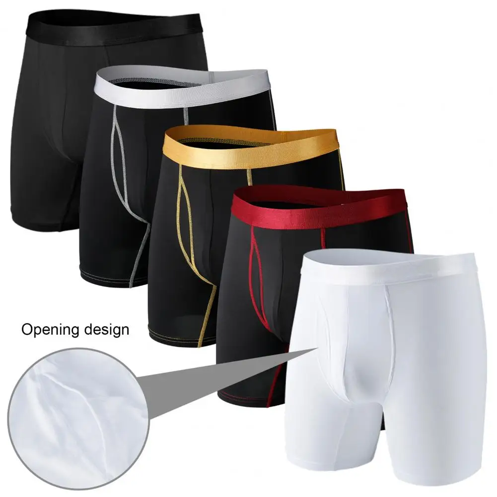 Men Boxer Men's High Elasticity Slim Fit Boxer Variety of Colors Breathable U-convex Underwear with Patchwork Design Slim Fit