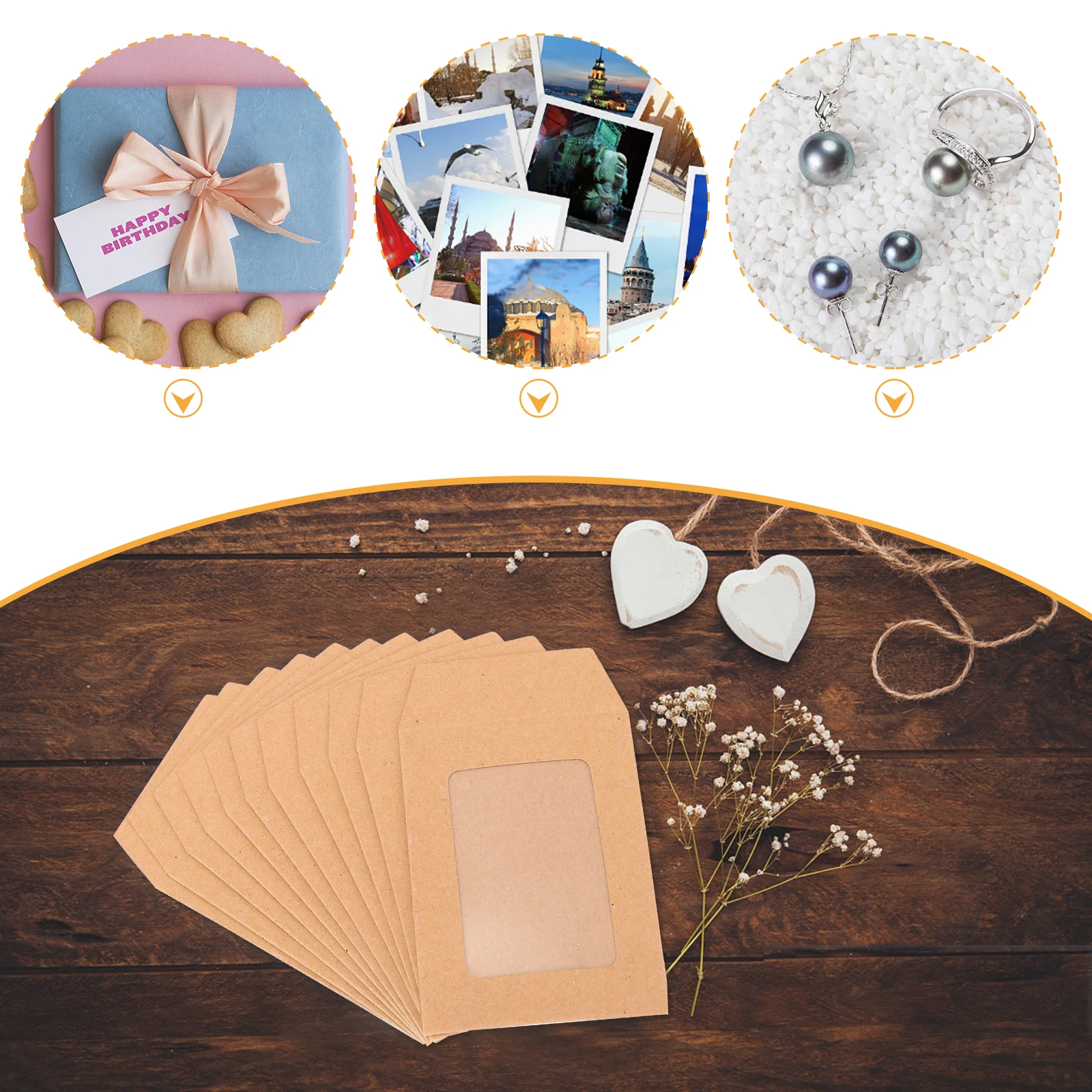 

25pcs Kraft Paper Envelopes Document Folder Blank Invitations Photo Storage Transparent File Bags Premium Quality