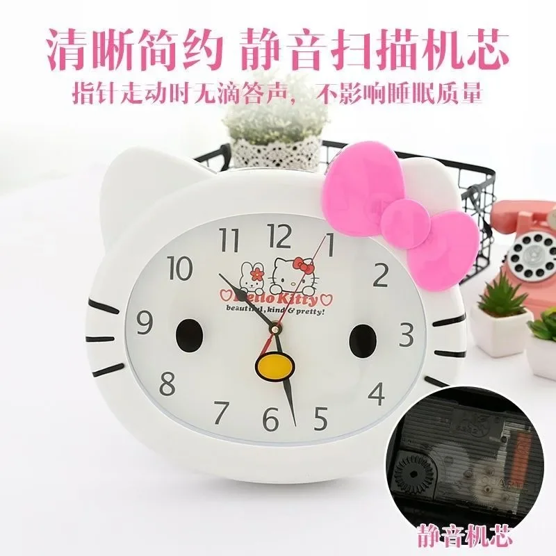 Reloj de pared silencioso Kawaii Sanrio Hello Kitty, 14 pulgadas, dibujos animados, lindo Reloj de pared para habitación de niños, dormitorio, sala