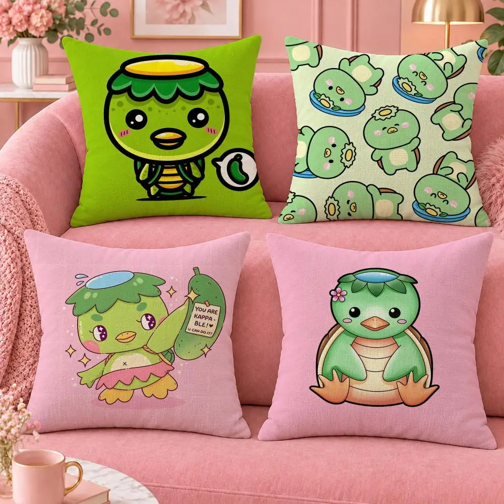 Myth Japanese Water Spirit Kappa Cushion Cover Cute Cartoon Throw Pillow Cover Soft Plush Cushion Cover Sofa Bedroom Home Decor