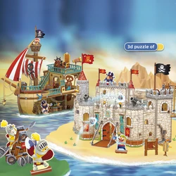 Pirata Tesouro Navio Modelo Kits para Crianças, 3D Puzzles, Barco à Vela, Artes Artesanato, Projeto STEM, Decoração Presente, 157 Peças