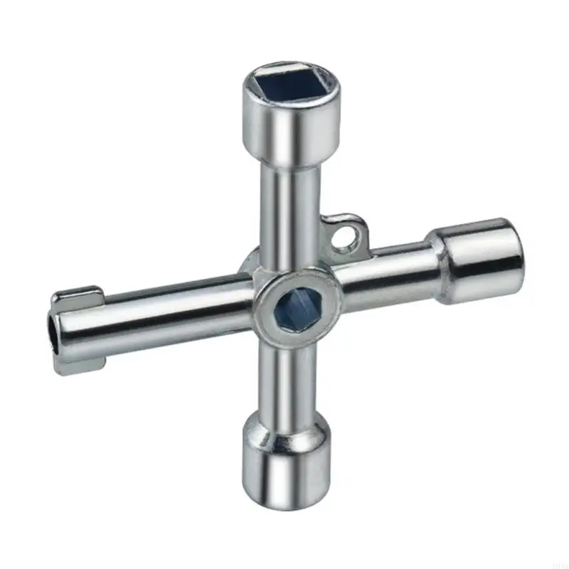 

6 In 1 Galvanized Crossing Key Wrench For 5.3mm 6mm 8mm Square 9mm Triangular 7mm Hexagonal 5.7mm Round Holes Zinc Alloy Multipl