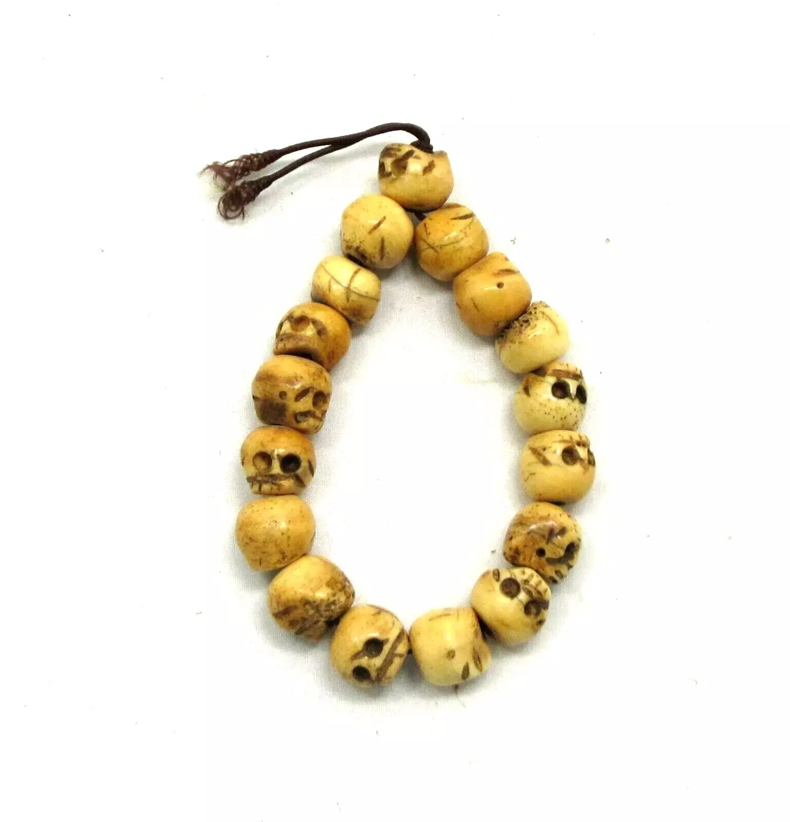 EASTCODE Charming Mens Ox Bone Carved Skull Beads Buddhist Prayer Wrist Mala Bracelet