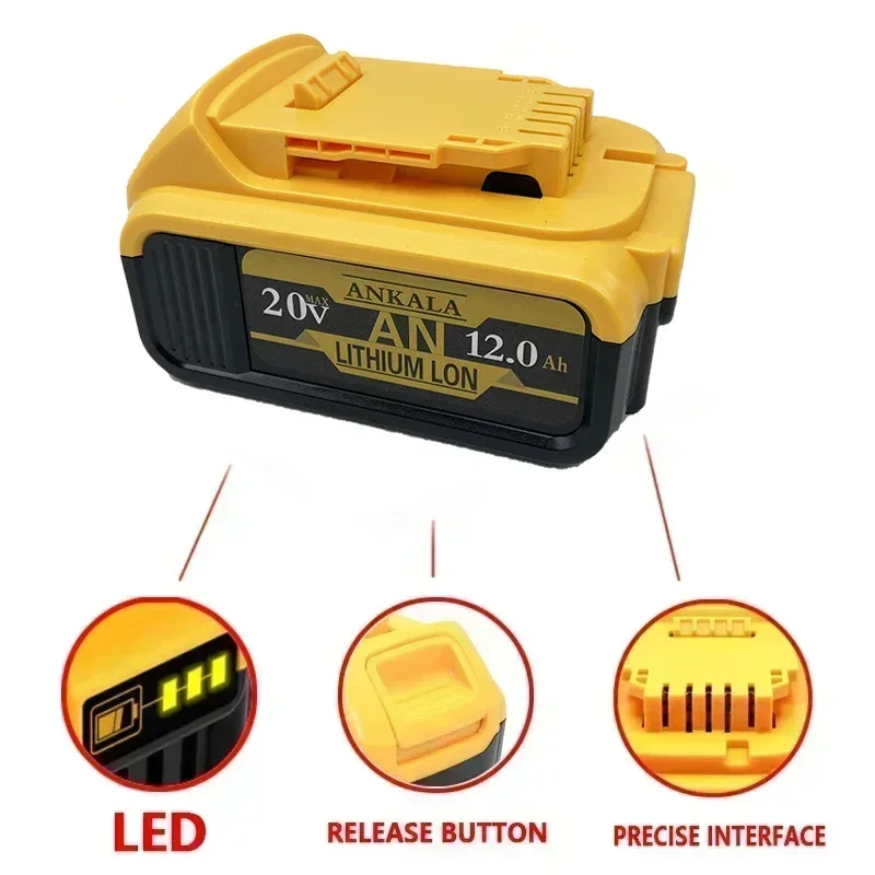 For 20V 12.0Ah Lithium Battery for dewei power Tools DCB206 DCB184 rechargeable electric tool set 20v 12000mah Battery