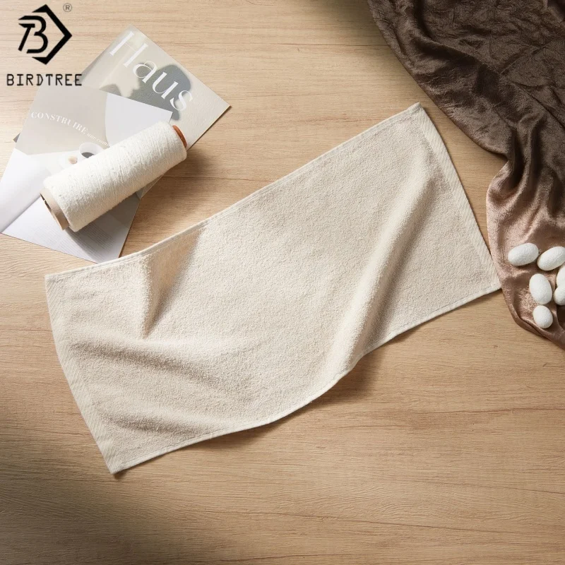 birdtree、628-シルク、372-コットン、長方形タオル、25×50cm、洗濯可能、家庭用、柔らかいベージュタオル、2026年春新作、a64405jf