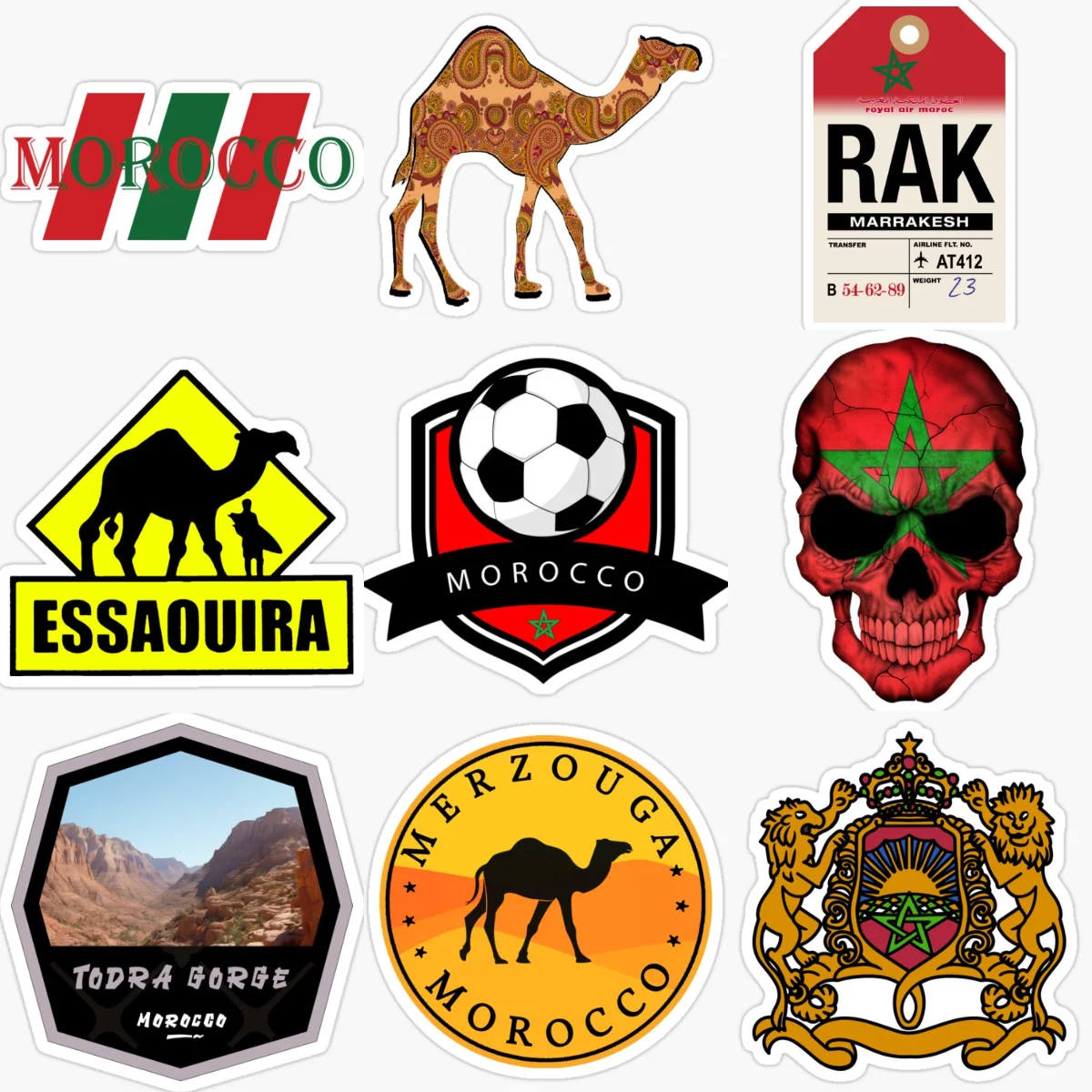 

MA Morocco Flag Map Emblem Camel PVC Car Sticker for Decorate Car Van Bicycle Wall Helmet Window Decal Accessories