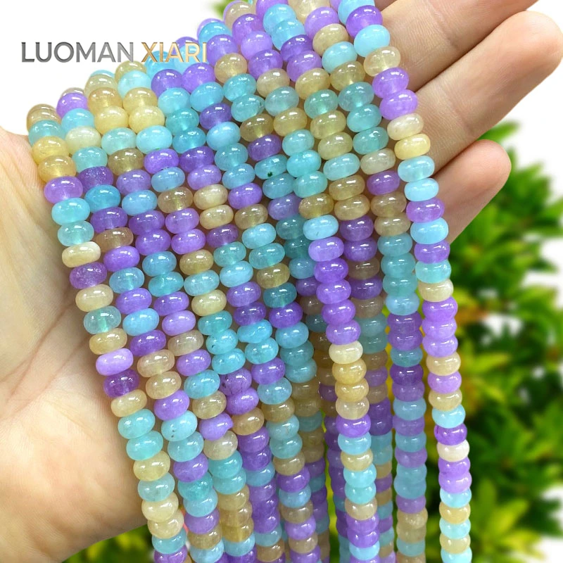 Wheels 5x8mm Natural Stone Light Purple Yellow Green Chalcedony Spacer Beads for Jewelry Making Diy Bracelets Charms Accessories