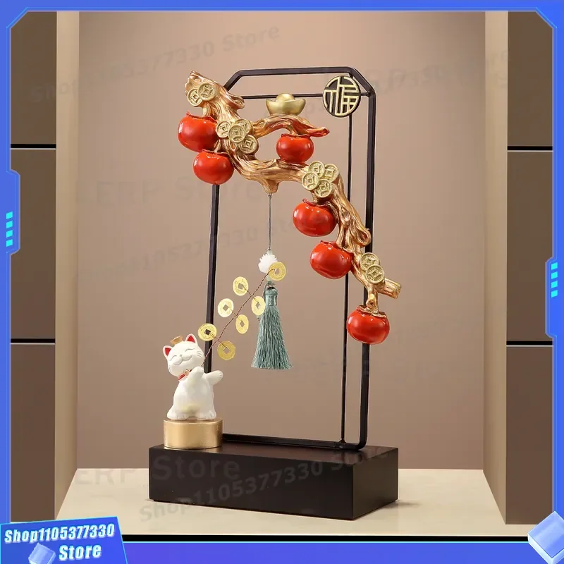 Wrought Iron Fortune Tree Ornament Wufu Linmen Decor for Office Porch TV Cabinet Niche Housewarming Gift New Opening