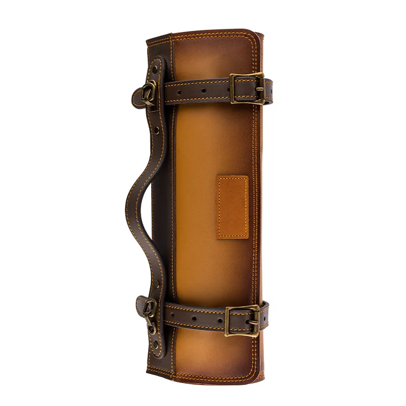 Roll Bag Multi-slot Leather Removable Shoulder Strap Bag Camping Party Wear Resistant Kitchen Roll Bag Storage