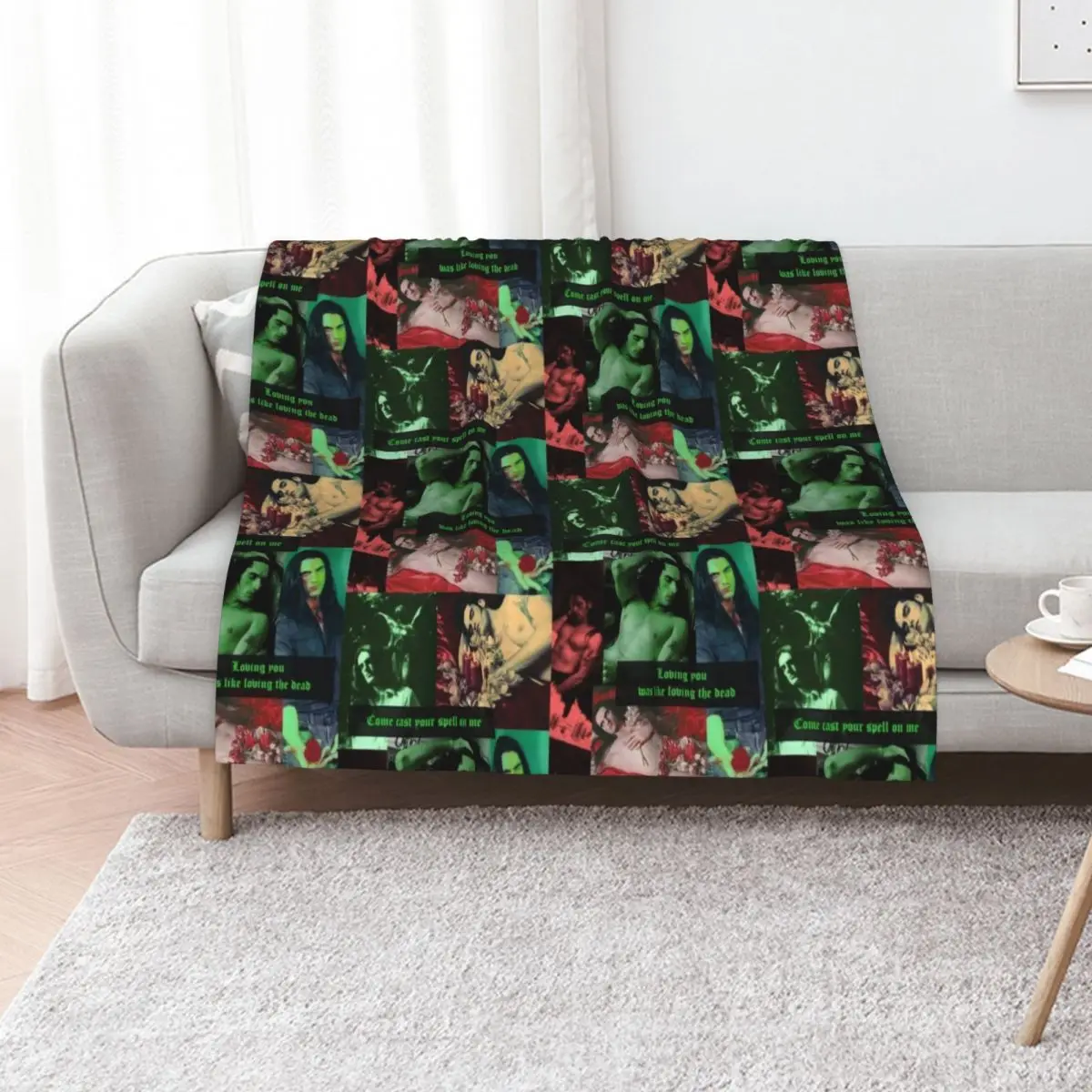 

Peter Steele Dark Goth Collage Edit Throw Blanket halloween sofa bed wednesday Retros Blankets