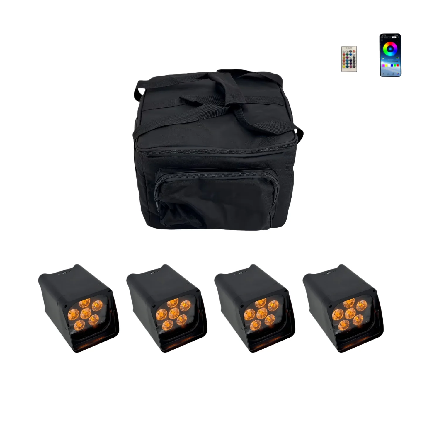 4PCS 6x18W LED Light 6in1RGBAW+UV Battery Lighting Wireless Remote Dj Par Control Wifi Battery for KTV Party Bar Wedding Party