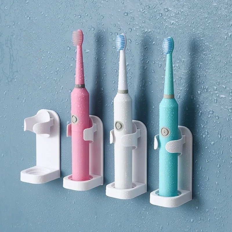 Traceless Toothbrush Holder Wall Mounted Bathroom Organizer for Electric and Manual Toothbrushes with Strong Adhesive Stand