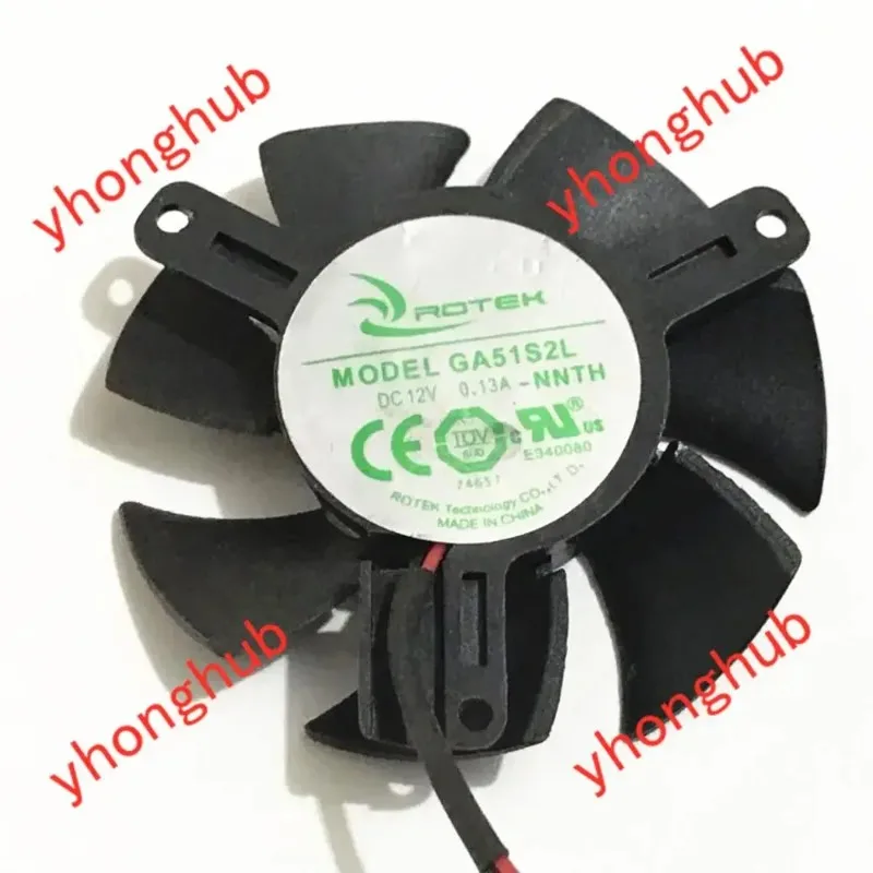APISTEK GA51S2L DC 12V 0.13A 2-Wire Frameless Coling Fan