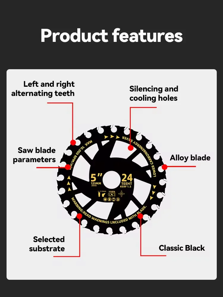 Efficient Energy Saving Lithium 24 Teeth Saw Blades Circular Saw Blade Wood Cutting Saw Blades Woodworking Alloy Grinder Blade