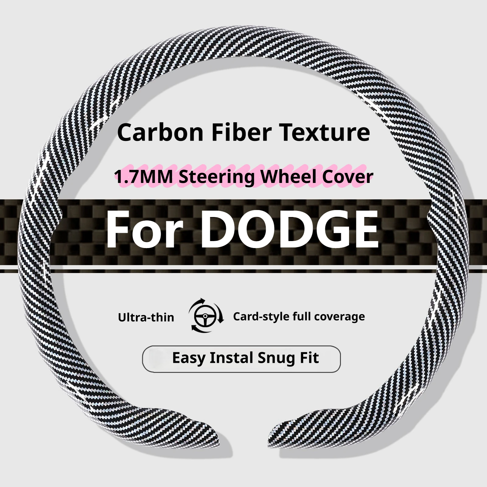 Für DODGE Lenkradbezug Sport Carbonfaser-Textur 37-38CM Passend für Charger Challenger Durango Journey Ram Nitro Avenger Dart