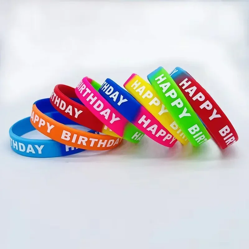 Simple Birthday Party Theme Color Letter Silicone Geometric Shape Eight Bracelets for Boys Girls Holiday Gifts