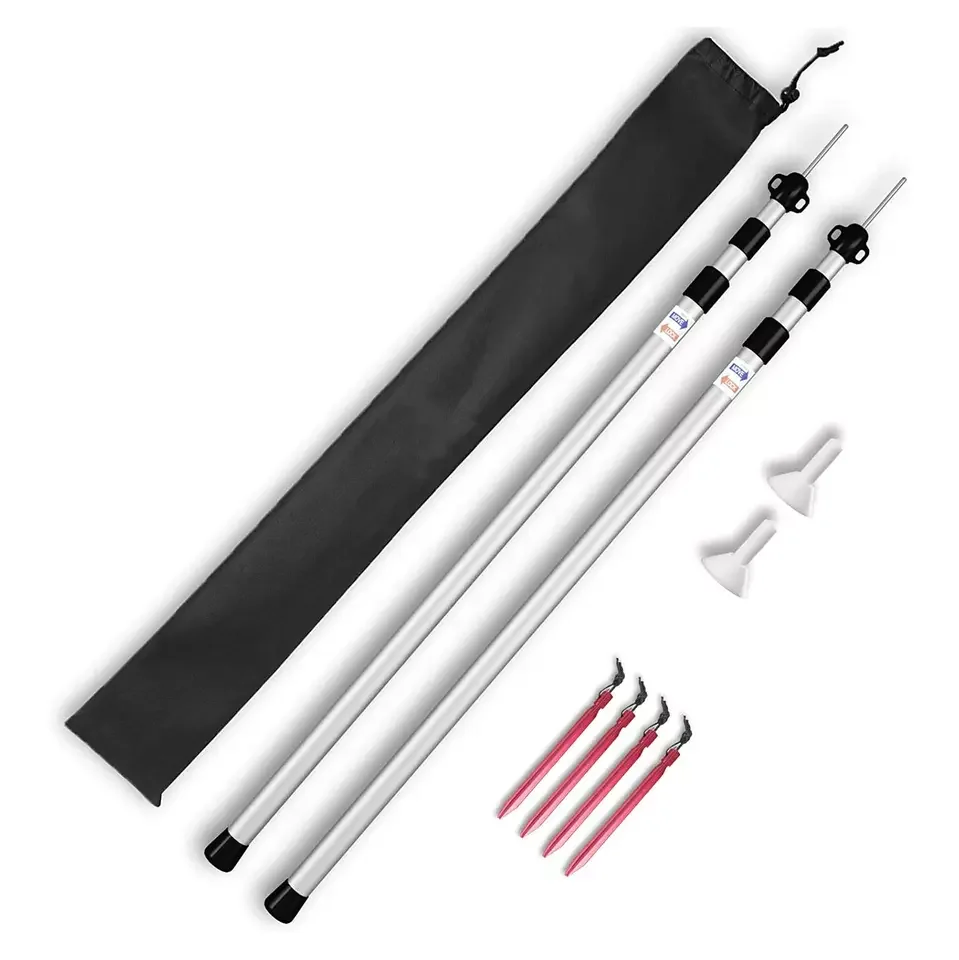 Heavy  and Adjustable Aluminum Camping Telescopic Tent Pole  Set of 2 Telescoping Lightweight Tent Poles for Tarp
