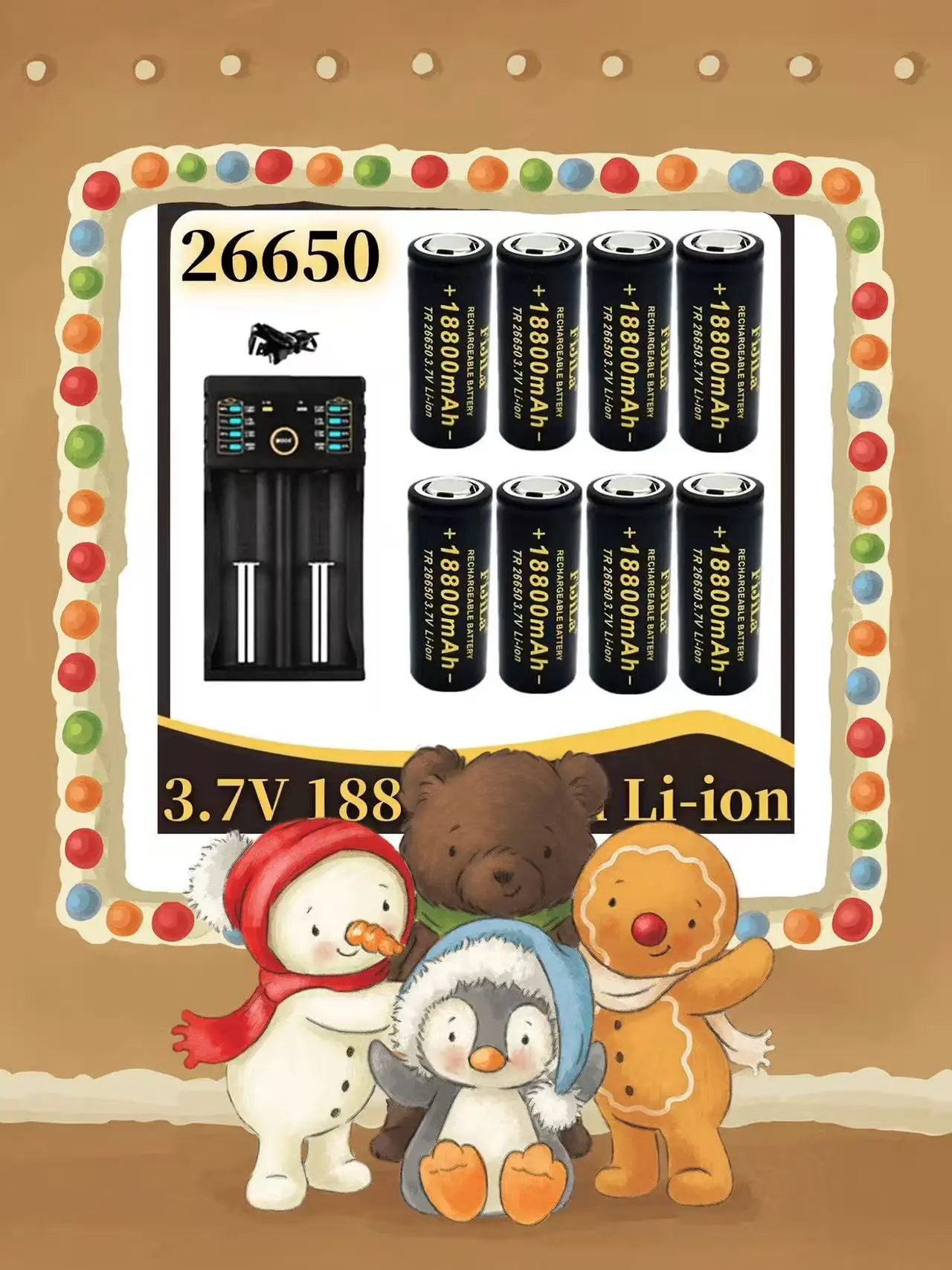 

Original 26650 Battery 18800mAh 50A 3.7V High-Quality Lithium-Ion for LED Flashlight with Charger