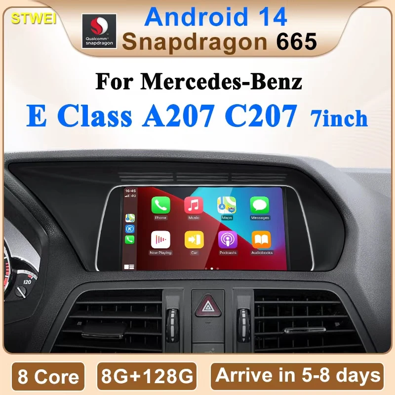 STWEI Qulacomm Snapdragon6125 665 Android 14  For Mercedes Benz E Class W207 A207 Wireless CarPlay Auto Car Multimedia Players