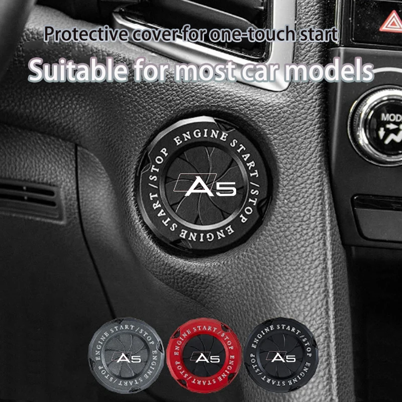 Car One Button Start Key Protection Cover Decorative Sticker Metal Ignition Ring for AUDI A5