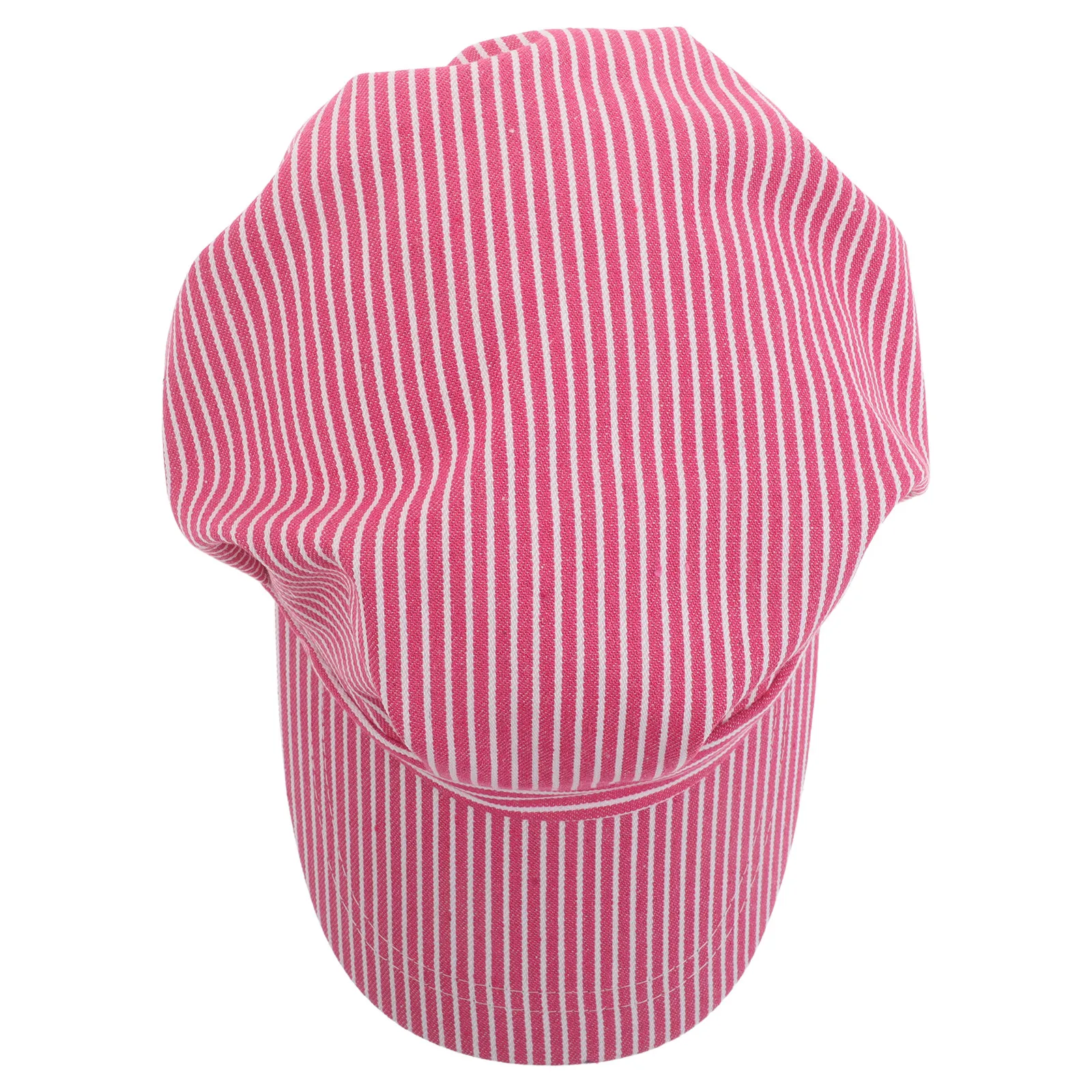 Child Adjustable Striped Train Conductor Hat Breathable Cotton Engineer Cap Railroad Worker Hat for Storybook Character Day
