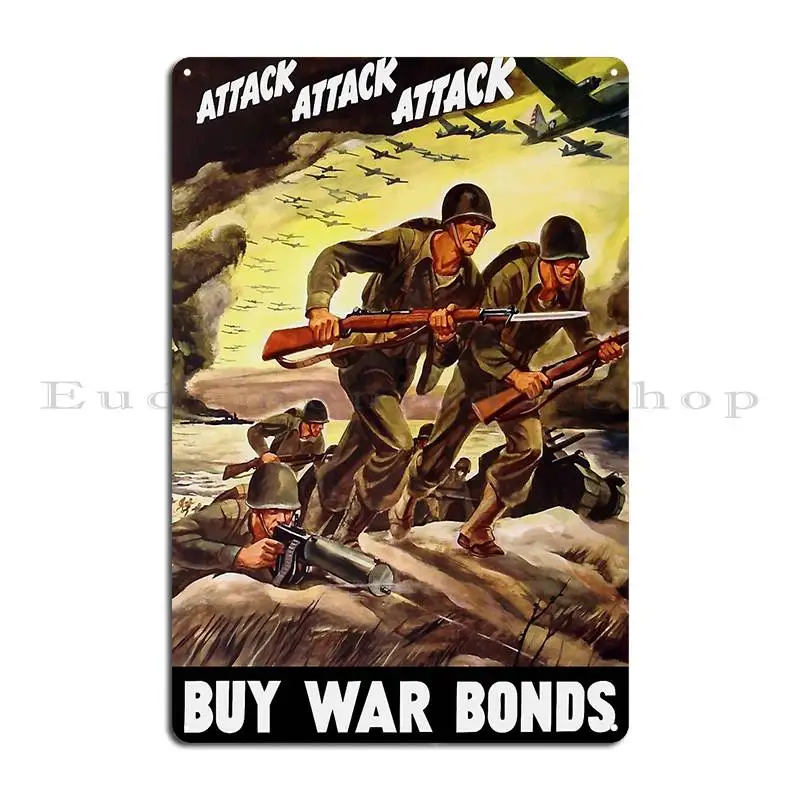 Buy War Bonds Ww2 Propaganda Metal Signs Cinema Custom Mural Wall Custom Tin Sign Poster