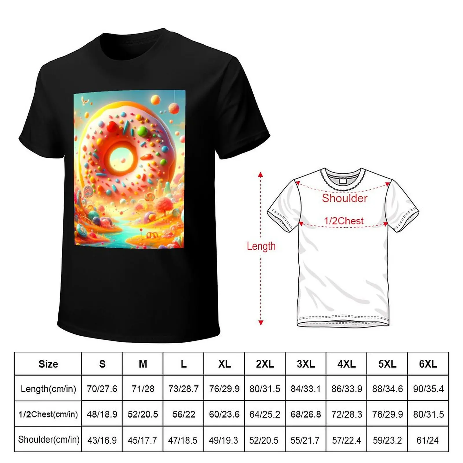Dough-lightful Decadence: Whimsical Candyland Doughnut Delight T-Shirt Lightweight Cooling Short Sleeve Tee
