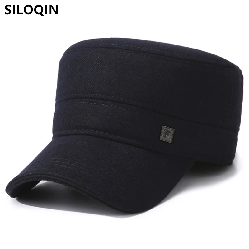 

New Winter Flat Caps For Men Golf Cap Plush Thickened Warm Military Hats Coldproof Earmuffs Hat Cycling Riding Hat Men's Cap