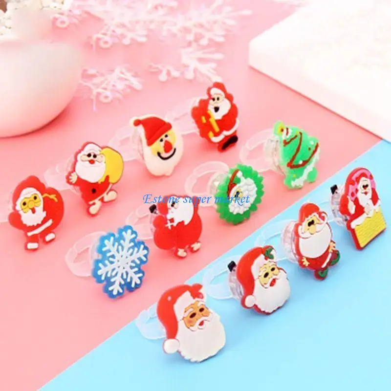 090B 50 قطعة/مجموعة حلقات الهالوين من السيليكون على شكل سانتا كلوز لوازم الحفلات