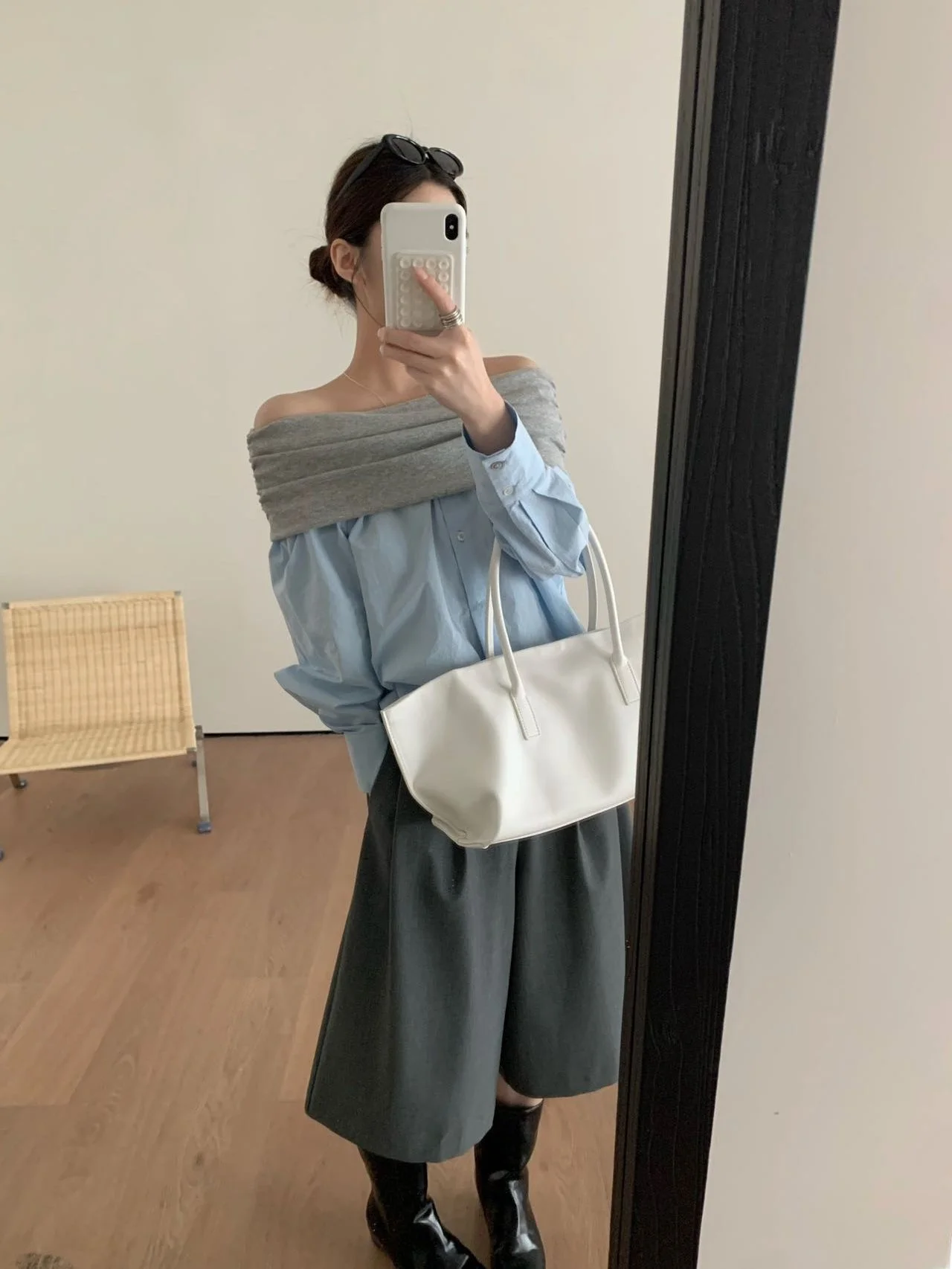 

Женская блузка Lilian с длинным рукавом и одним открытым плечом в корейском стиле, дышащая, приятная к телу, однотонная, для повседневной носки