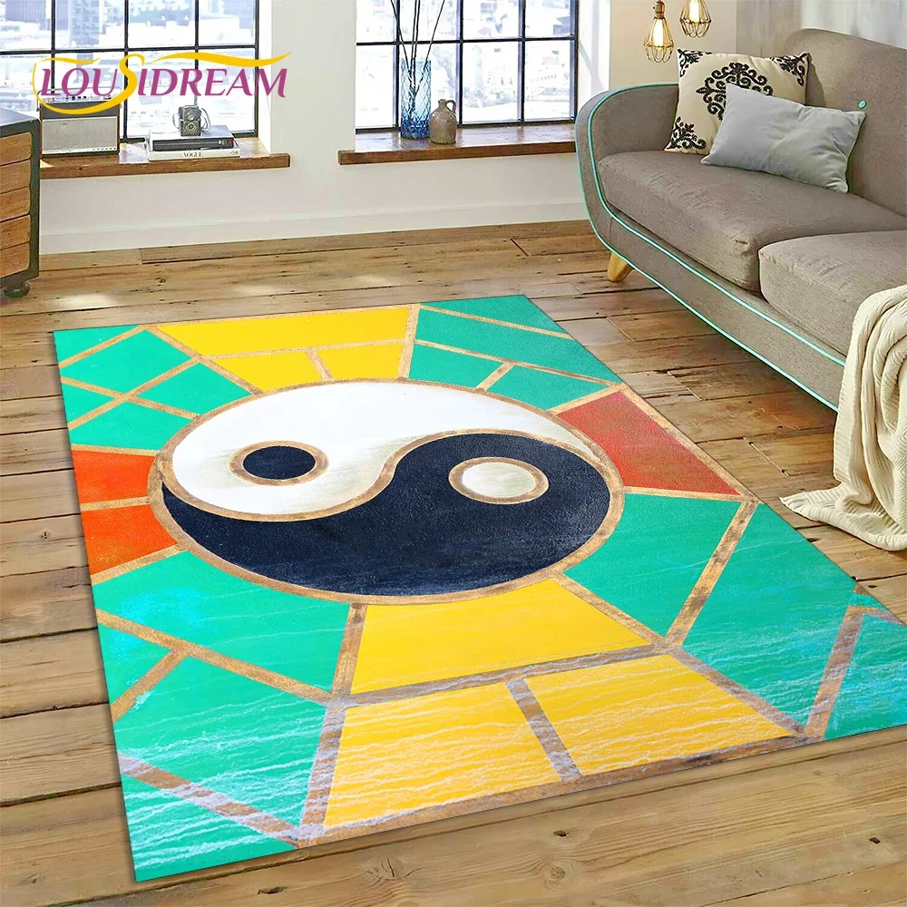 Nature Yin Yang Chinese Tai Chi Bagua Carpet Rug for Bedroom Living Room Home Sofa Decoration,Child Game Large Decor Floor Mat