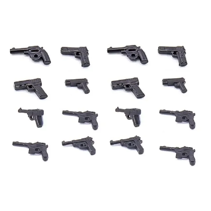 16pcs Pistol Guns Army Minifigs SWAT Soldiers Mini Dolls Figures MOC Building Blocks Bricks Accessories Assemble Children's Toys