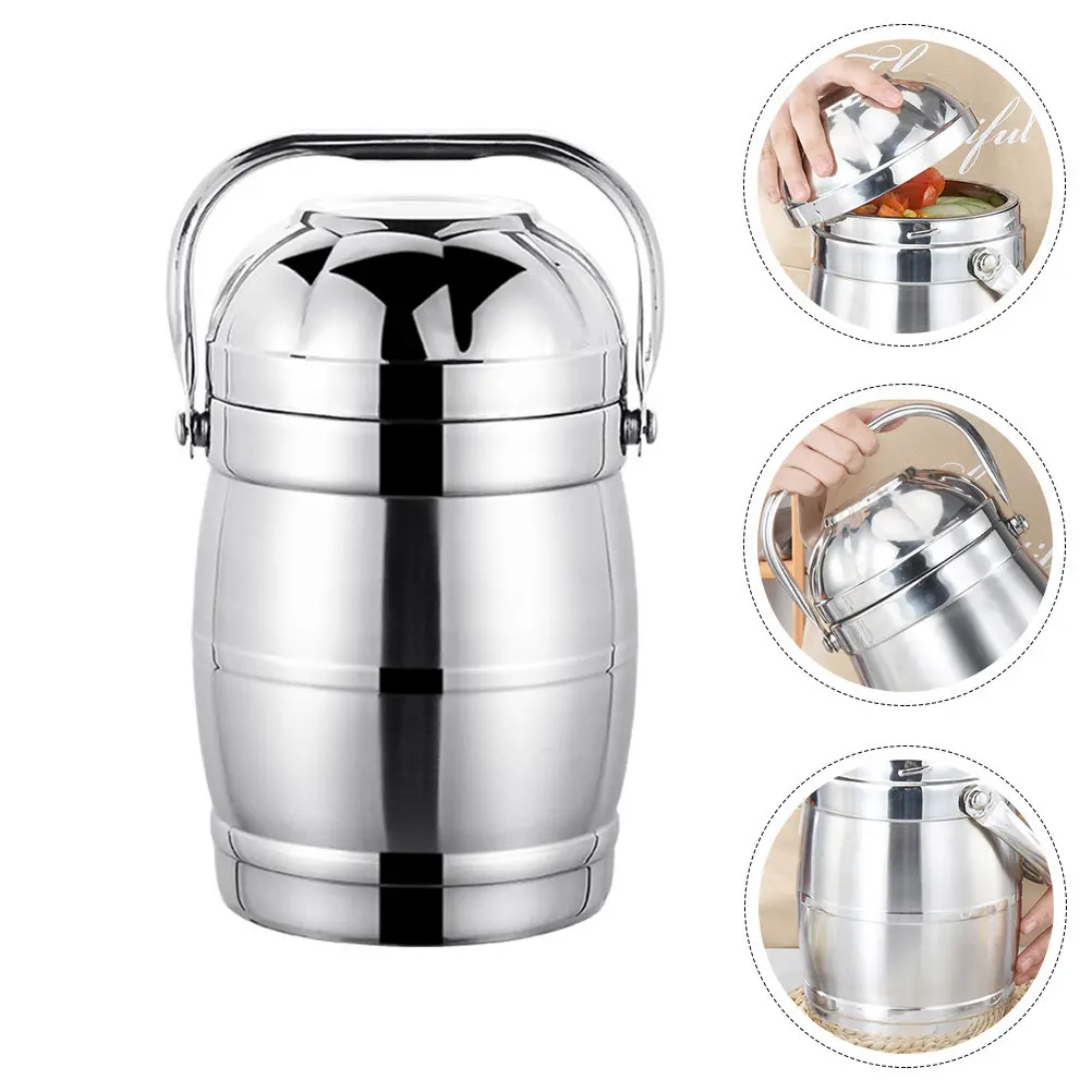 

1Set Thermal Lunch Box Stainless Steel Leakproof Insulated Food Container Double Layer Pan Large Capacity Food Jar for Adults