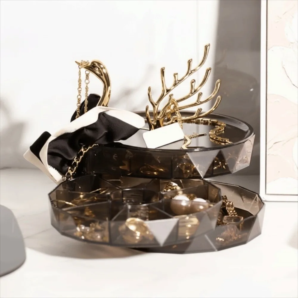 

Large Capacity Swan Dream Jewelry Organizer Transparent Dustproof Necklace Earring Storage Box Multi-Layer Elegant