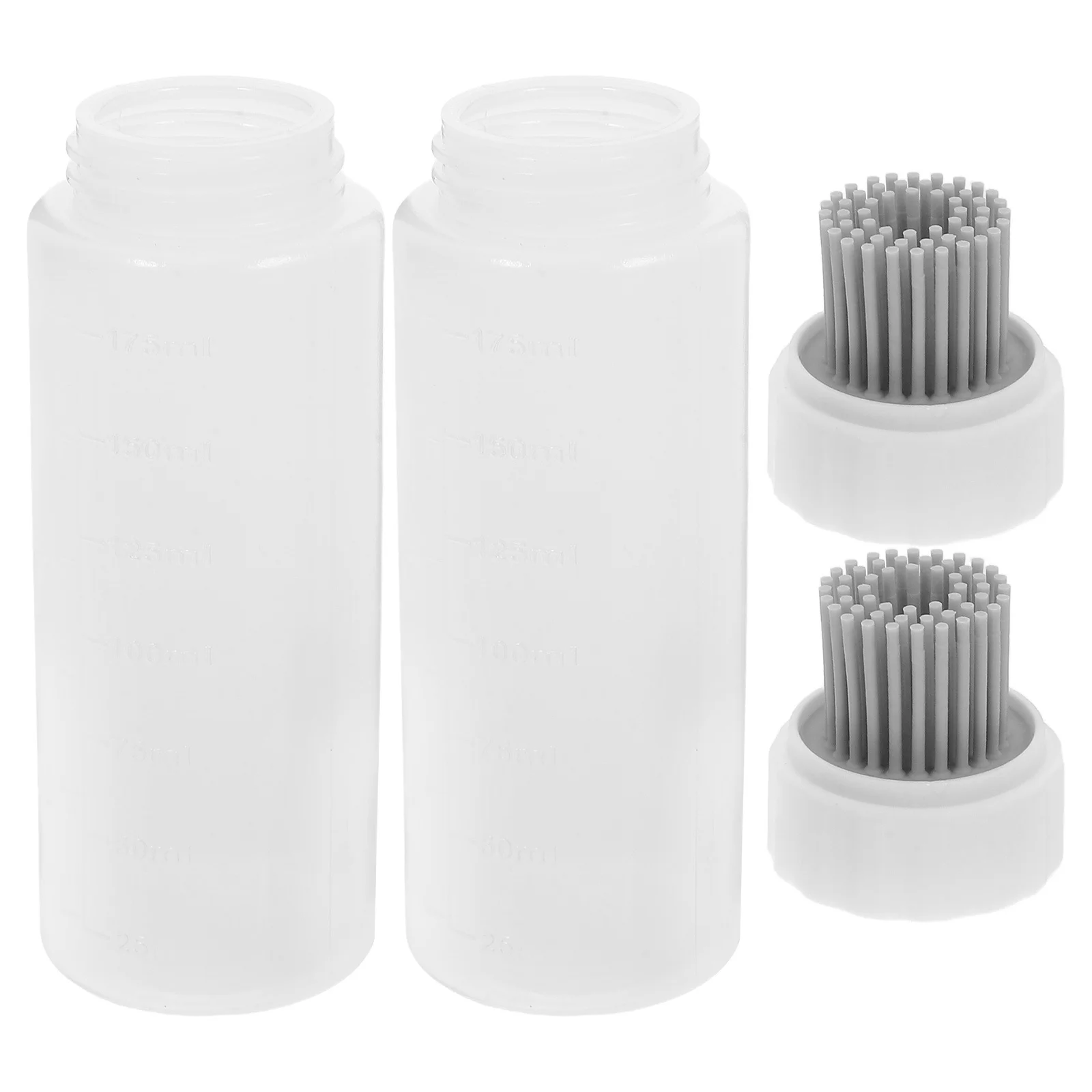 

2Pcs Oil Dispenser Bottle Transparent Silicone Brush Cooking Sauce Baking Bbq Oil Container Measurement Tool