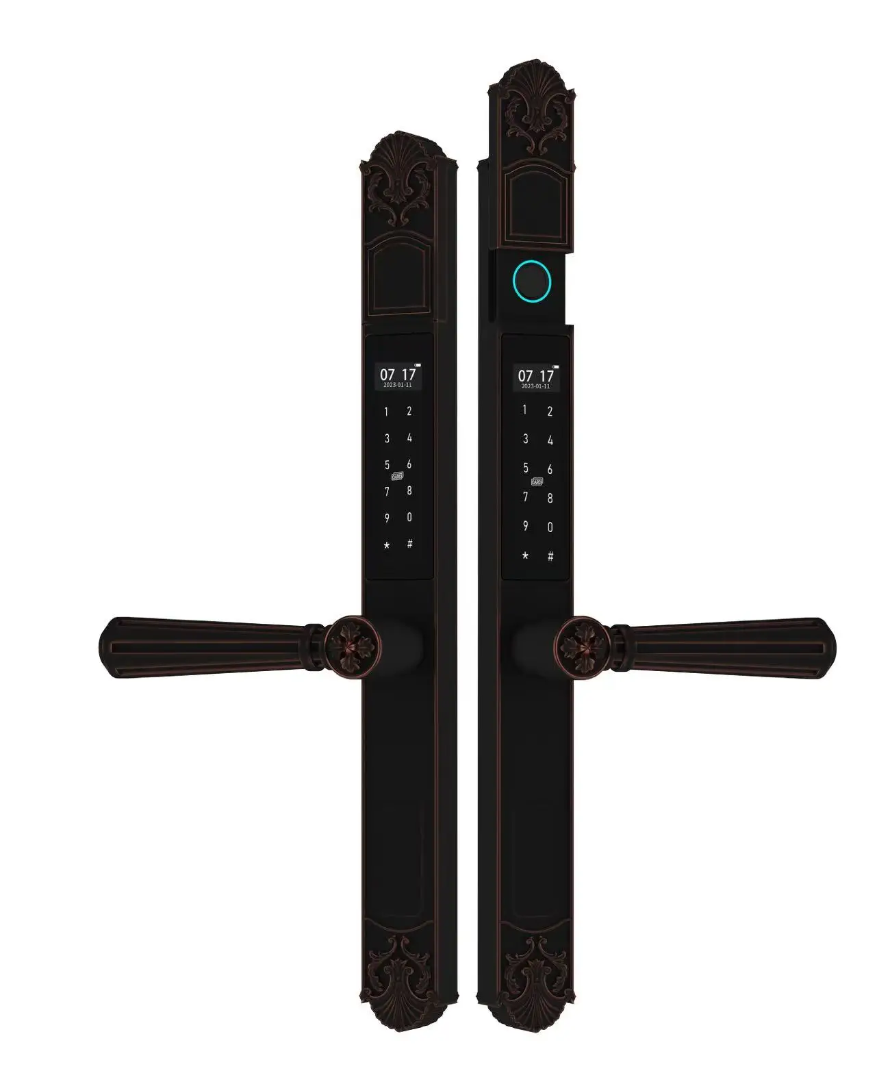 Factory IP68 Waterproof Dual Side Fingerprint Security Glass Door Lock Double Sided Tuya Sliding Door Lock