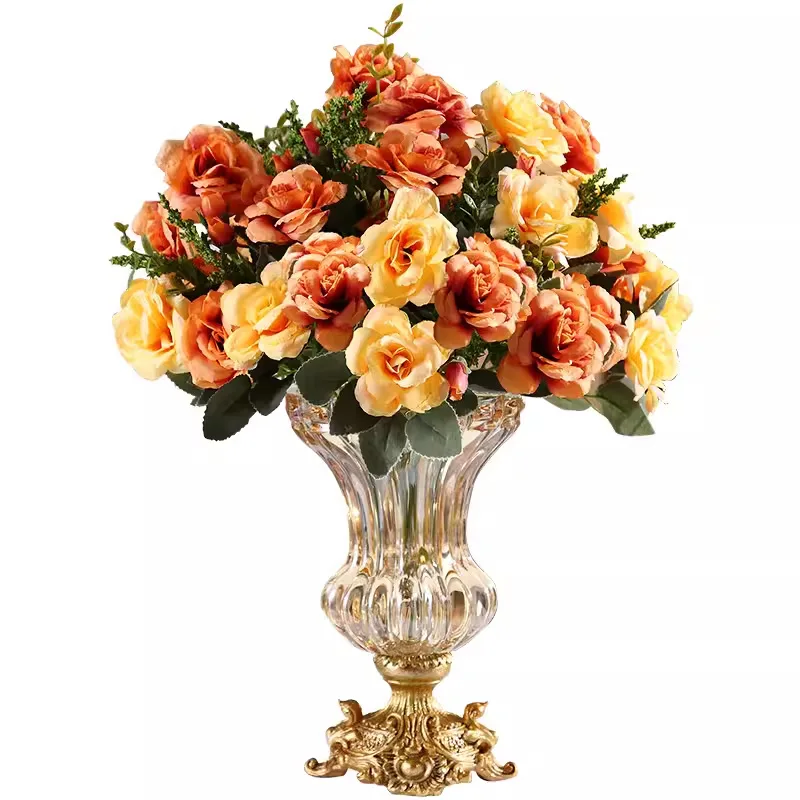

European crystal glass vase ornament, living room dried flower arrangement coffee table ornament