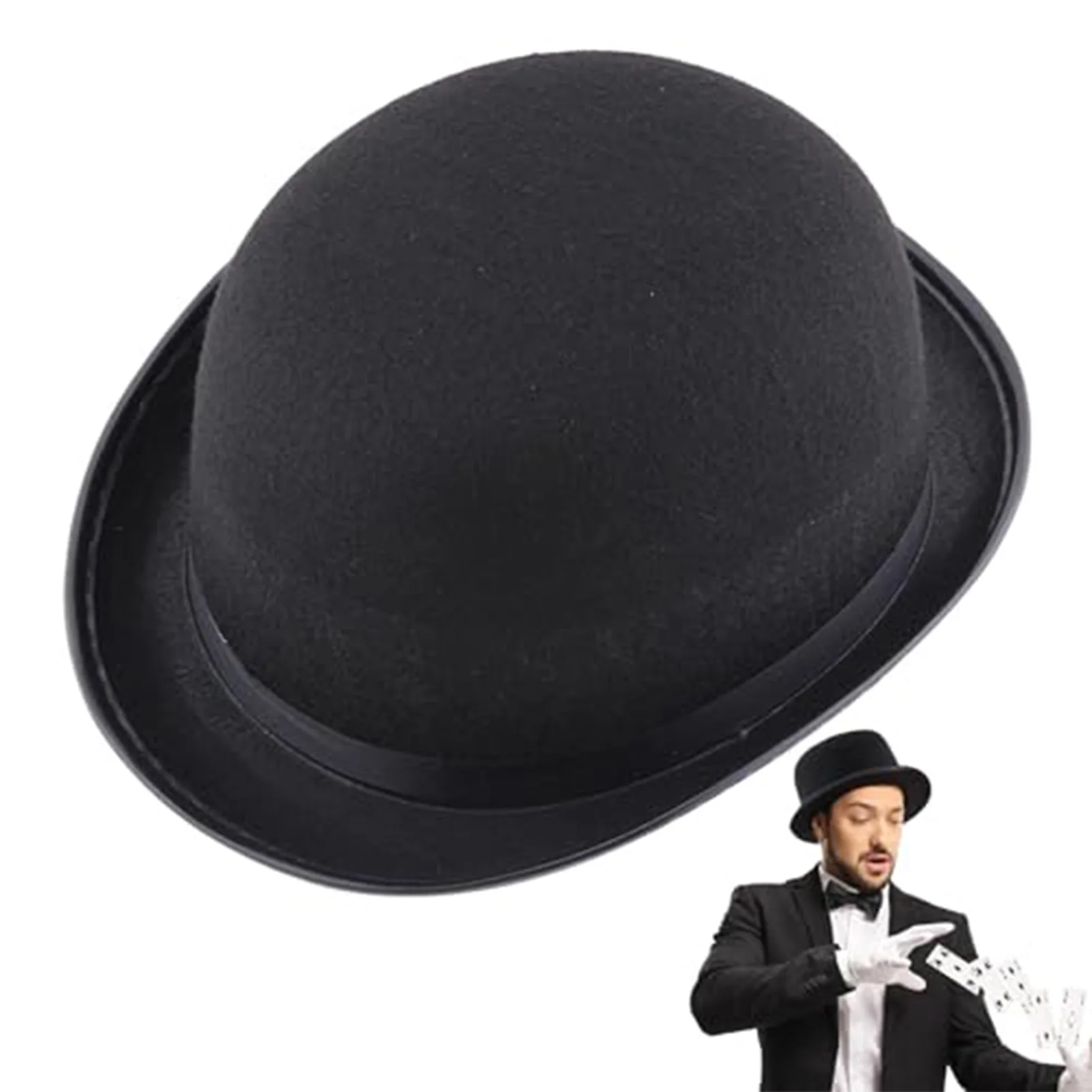 Unisex Bowler Hat Black Hat Bowler Top Hat Bombin Hat Costume Magician Performed Hat Stage Theater Costume For Party Cosplay
