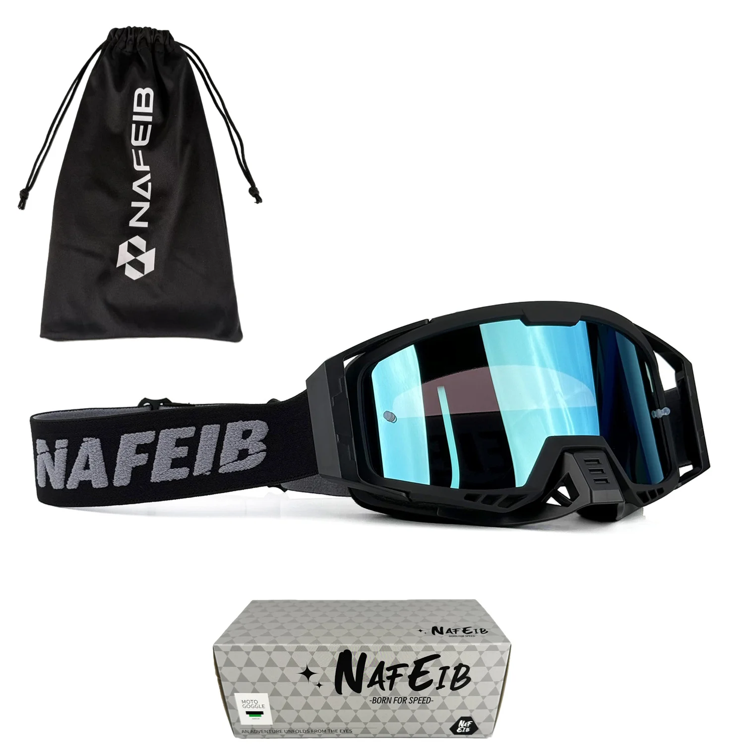 

1Pcs Multi-Color Nose-Protected Moto Goggles - UV400, Off-Road ATV MX, Helmet-Compatible for Euro-American Riders