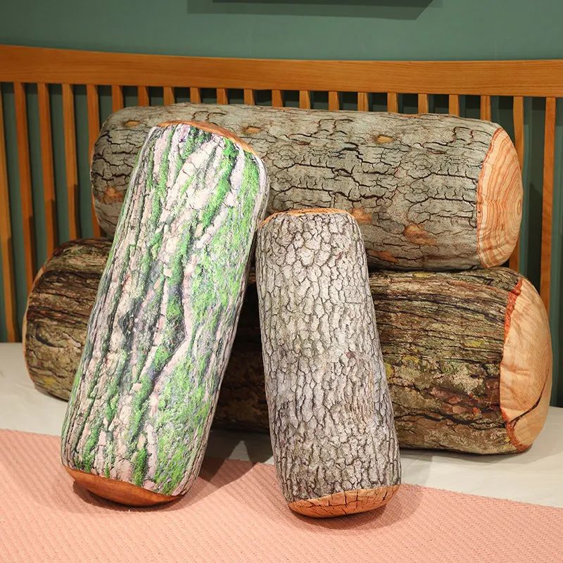 

3D Tree Stump Throw Pillow Soft Stuffed Waist Cushion Kawaii Napping Body Pillow Office Chair Backrest Cushion Home Decoration