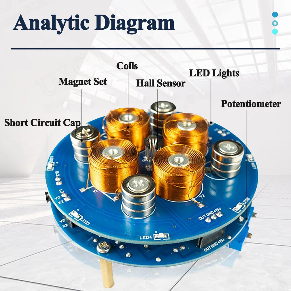 Imagem -03 - Diy Kit de Levitação Magnética Experiência Pcb Projeto de Solda Prática Conjunto de Solda Ímã Kit Eletrônico Faça Você Mesmo 25w 150g Carga