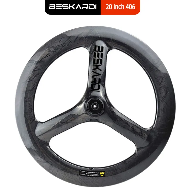 

20 Inch 406 3 Spokes Front Carbon Wheel Trispokes Ceramic Bearing 74 100 Rim 6 Bolts Disc Brake BESKARDI For Birdy Dnhon Tern