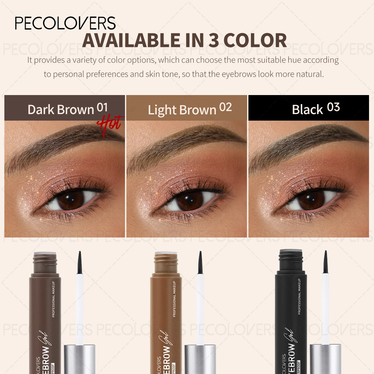 Gel para cejas rasgado, película de larga duración y resistente al sudor, resistente al agua y 3 colores, tinte para tatuajes de cejas, para todo tipo de piel