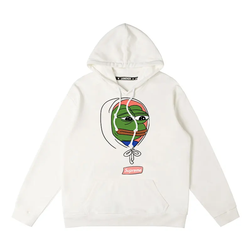 جاكيت بغطاء رأس من الضفدع الحزين للرجال والنساء ، مشاهير الإنترنت ، توب هاراجاكو ، الخريف والشتاء ،