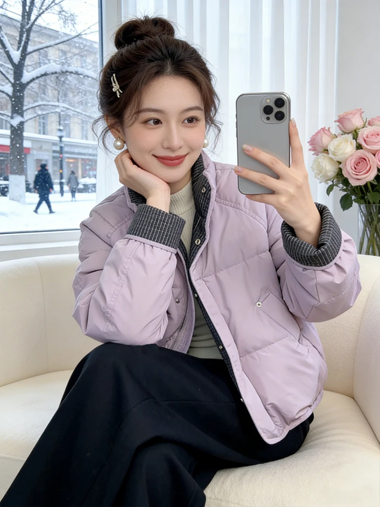 

Женская модная утепленная повседневная хлопковая куртка с воротником-стойкой, комбинированная, зимняя, новая, свободного кроя, на молнии