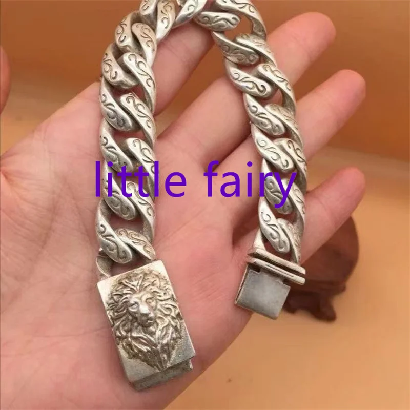 Little Fairy/Old Tibetan Silver Lion King Ward Off Evil Spirits and Versatile Fashion Bracelet for Men Women Jewelry Couple Gift